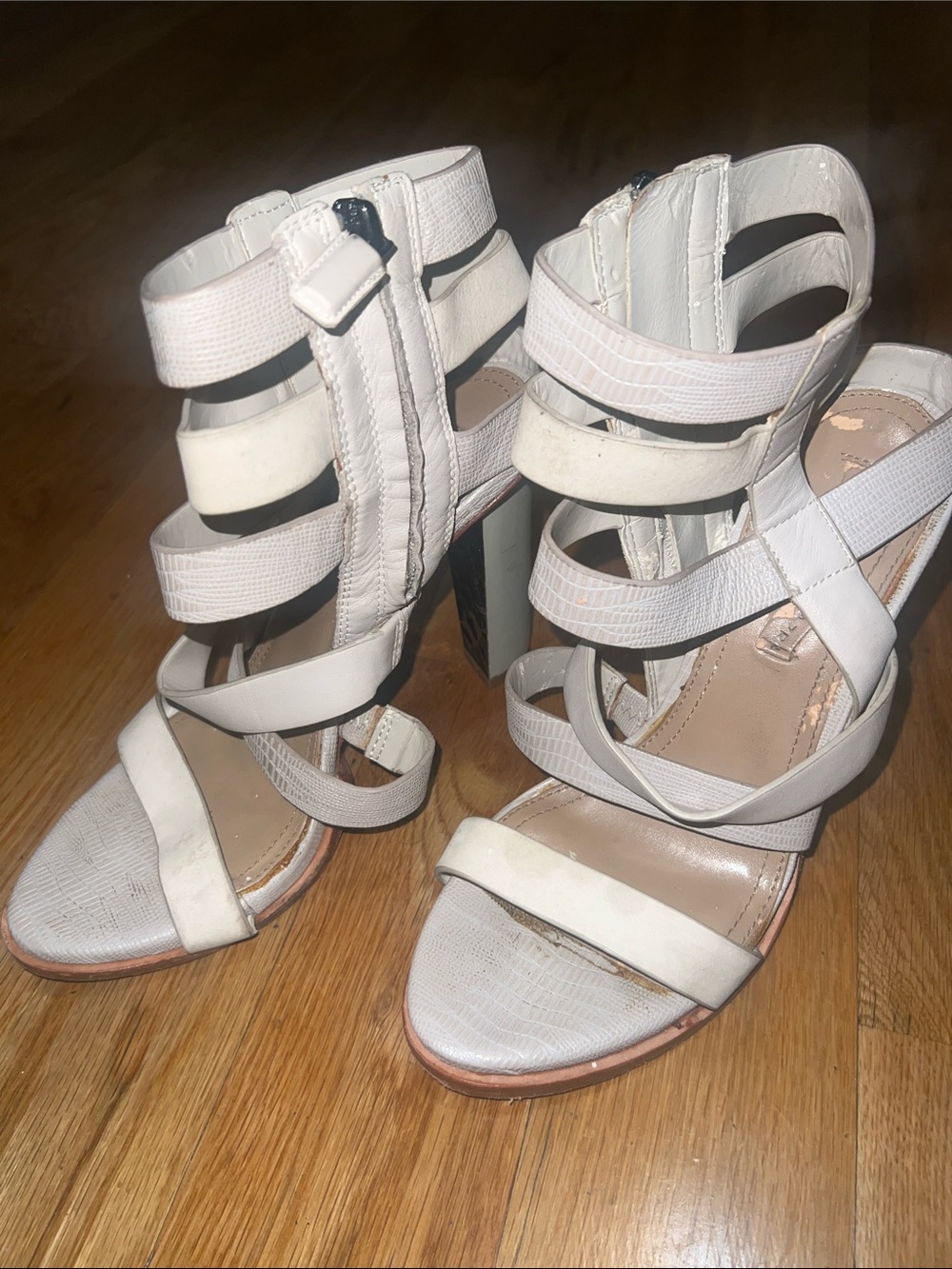 BCBGMaxAzria White Multi-Strap High Heel Sandals